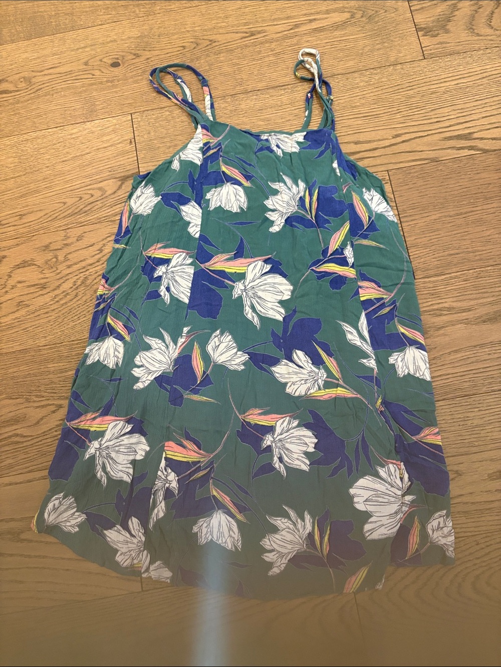 O'Neill Green Floral Mini Dress with White & Purple Accents